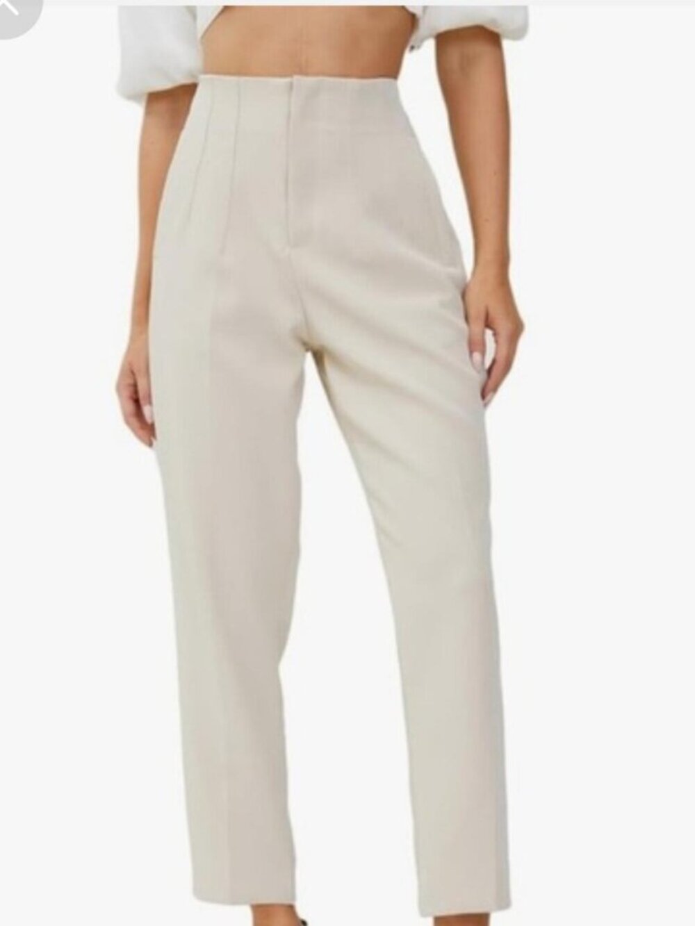 Zara High-Waist Trousers Ivory | XS